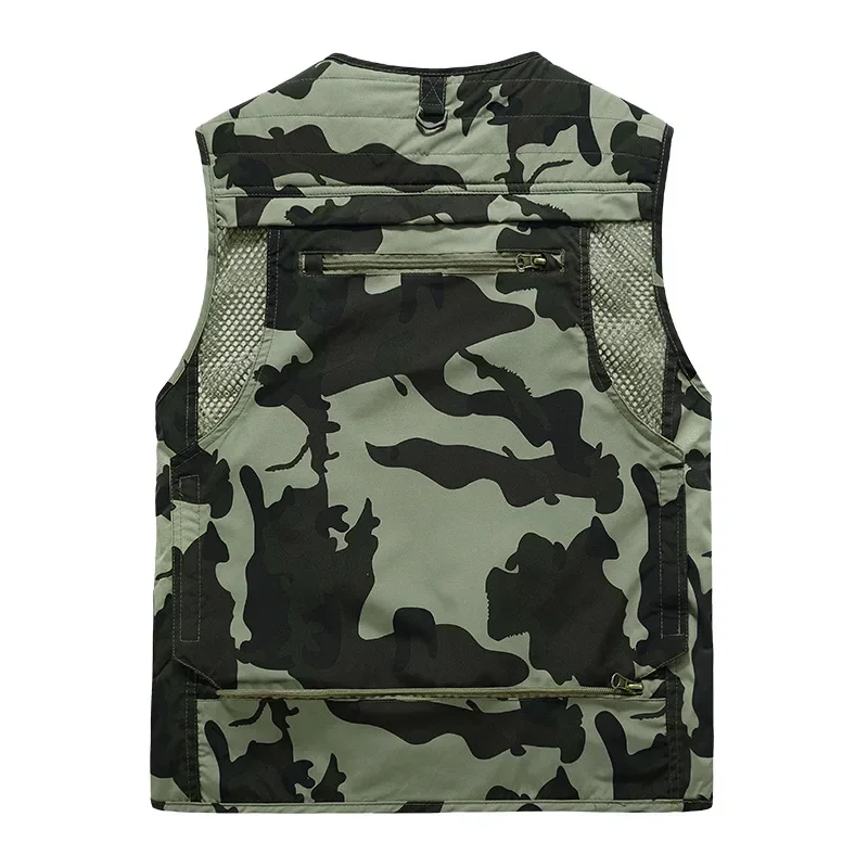 Summer Boys Training Fishing Camouflage Vest Plus Size Outdoor Casual Thin Workwear Vest Men Zipper Cargo Tactical Vest 5xl