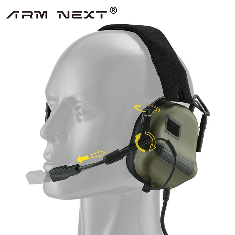 ARM NEXT F10 Tactical Headset Hunting Shooting Noise Cancelling Headphones with Brackets Fit for Wendy M-LOK ARC Helmet