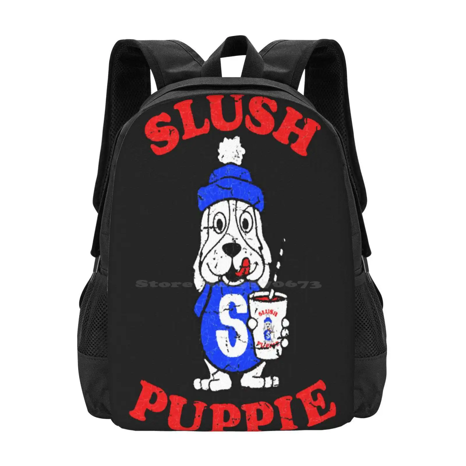 

Классическая футболка Slush Puppie, горячая распродажа, школьный рюкзак, модные сумки, сланцы, ретро сланцы, логотип напитка, забавный сланчик, щенок