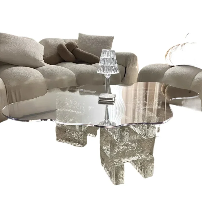 

Acrylic cloud coffee table creative glass transparent edge table living room small table high-end light luxury Nordic small