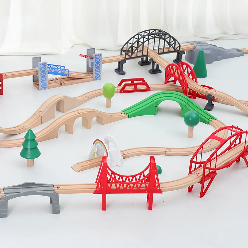 Wooden Track Expansion Accessories Train Track Bridge Series Educational Toys Compatible with Thomas track