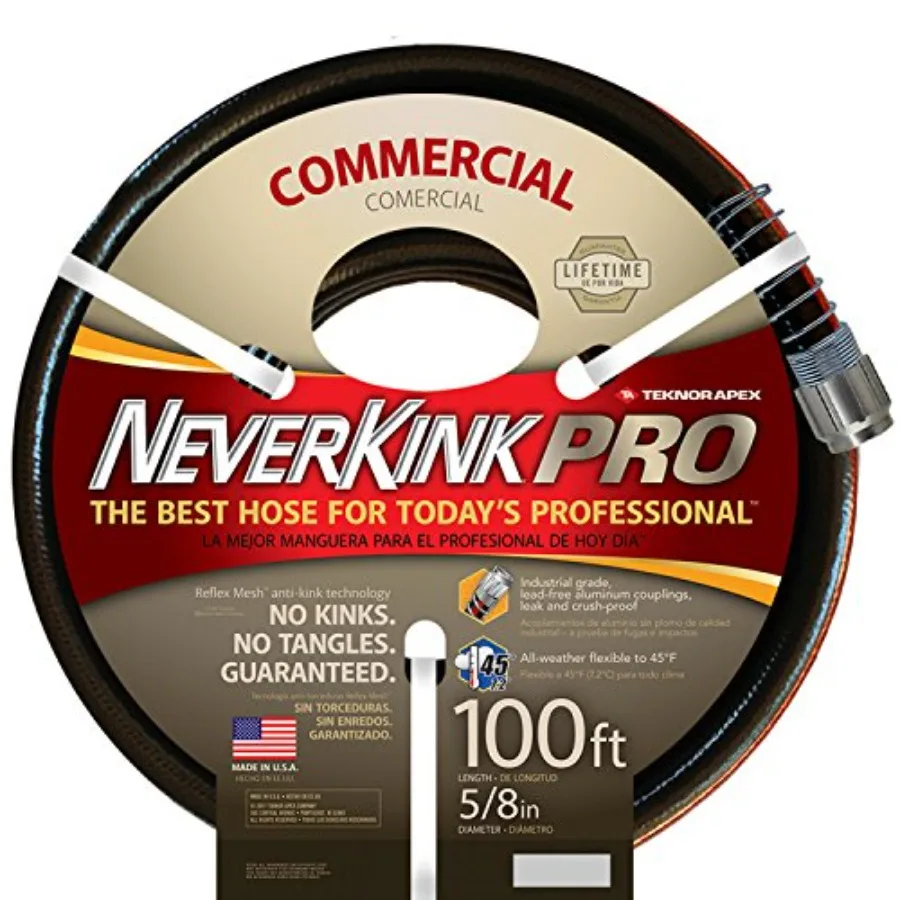

PRO Water Hose 5/8-in x 100-Feet Durable Rubber Construction Black Color Heavy-Duty Flexibility and Leak-Resistant Performance