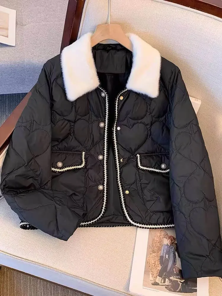 Winter Warme Daunen Baumwolle Outer Koreanische Design Einreiher Verdicken Jacken Tops Frauen Casual Langarm Chaquetas Blusas