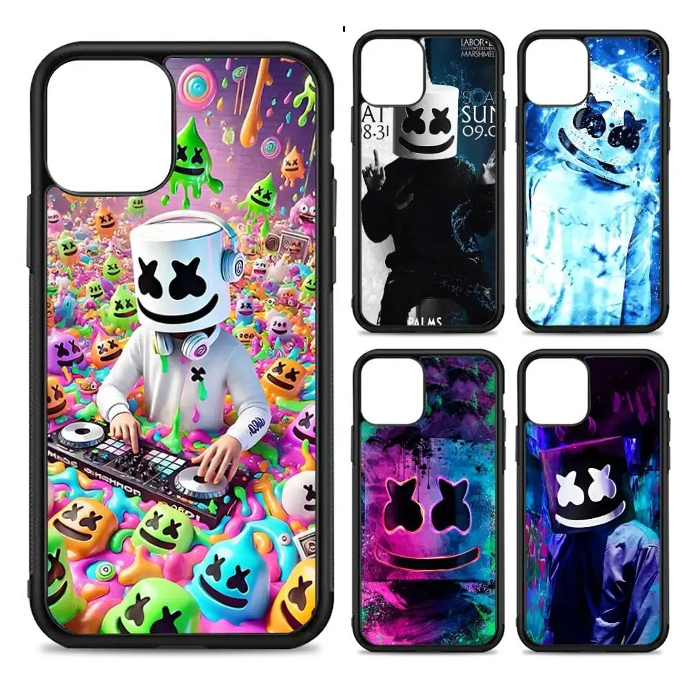 

Marshmallow Dj Faces PC+TPU Phone Case For IPhone 17 16 15 14 13 12 11 Pro Max Plus Kawaii Cartoon Cover