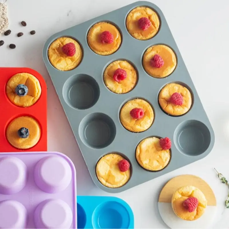 Silicone Mold Baking Tools 12/24 Even round Muffin Cups Kitchen Baking Pan Cake Mold