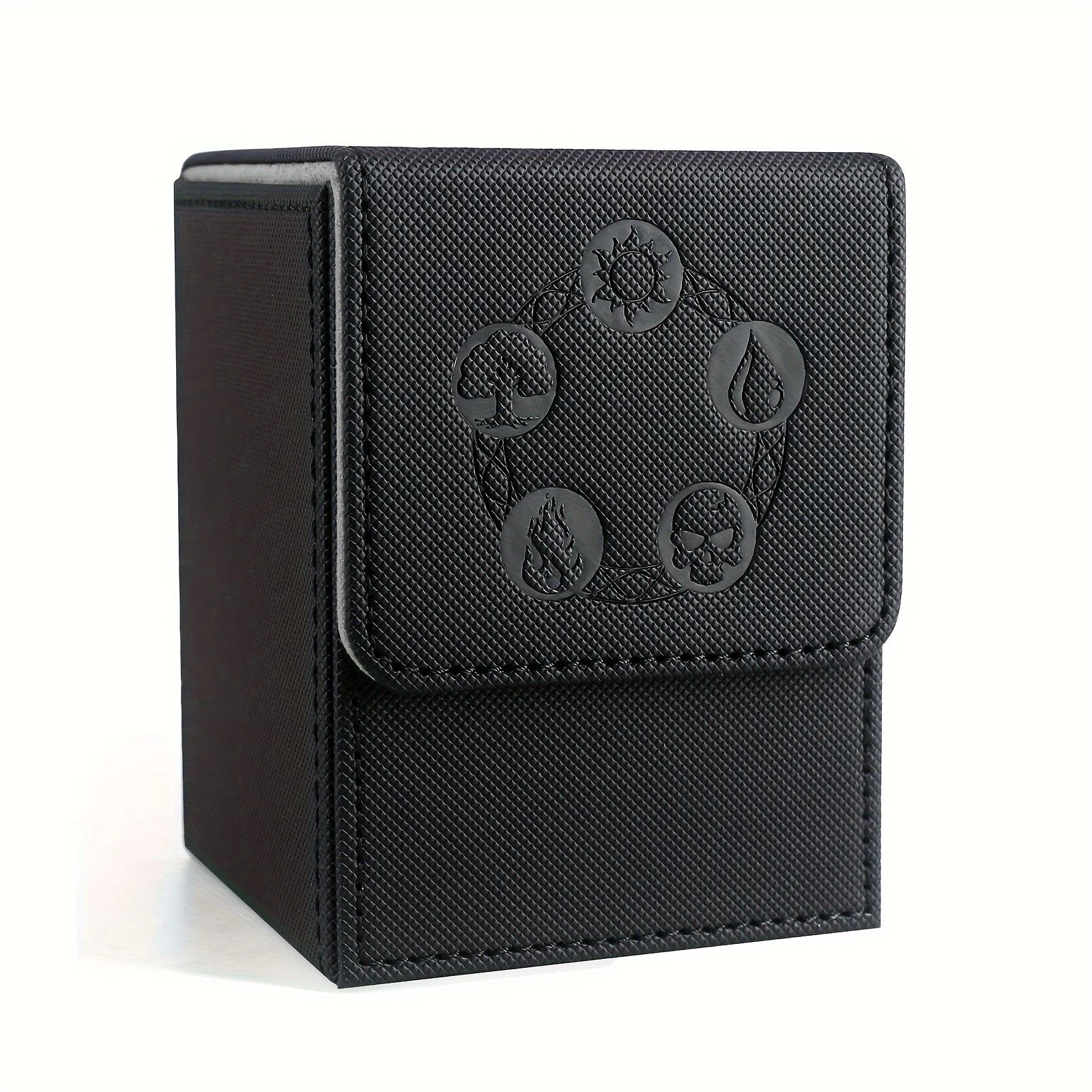 Card Deck Box, Copyrighted Design，Fits 100+ Single Sleeved Cards, Magnetic Closure PU Leather Card Box for TCG Cards