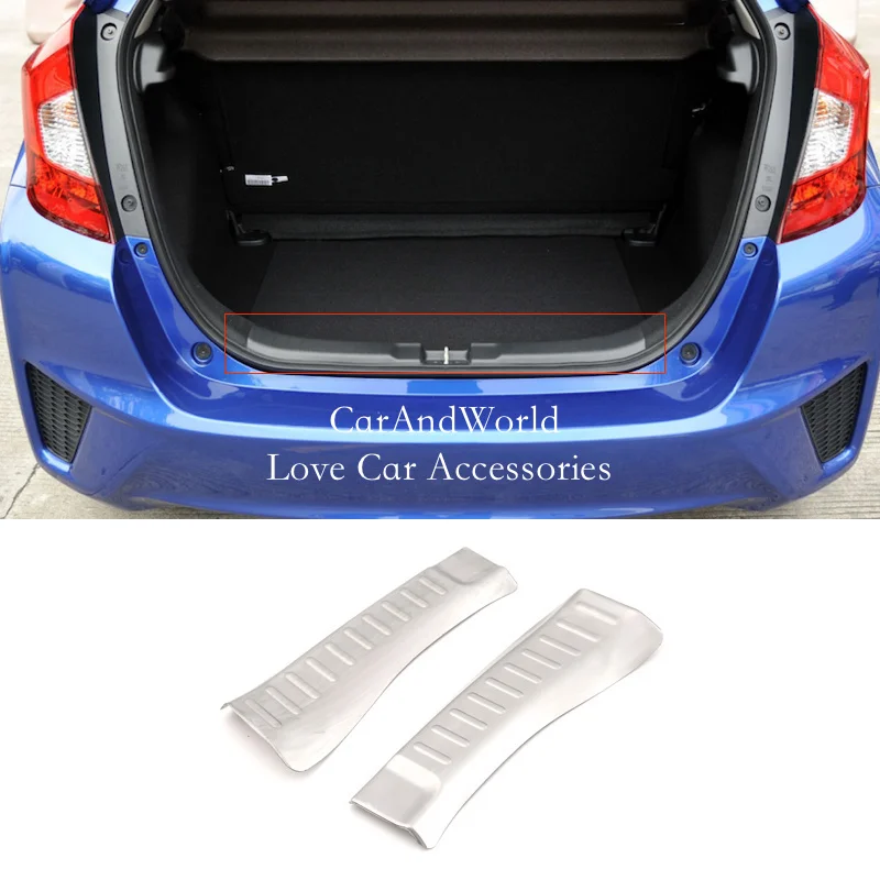 

Stainless Steel Rear Bumper Protector Trunks Tail Gate Sill Plate Cover Trims Car Accessories For Honda Fit JAZZ 2014-2019