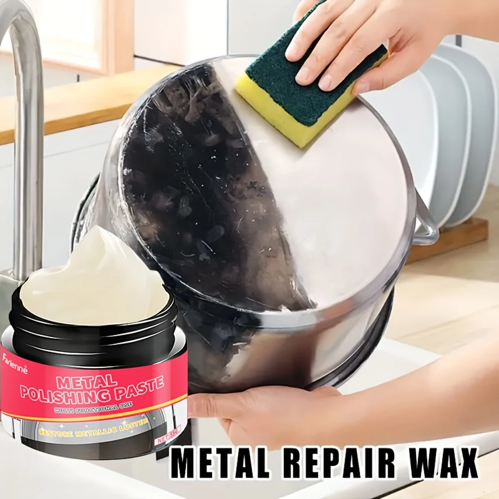 Pasta lucidante per metalli multiuso da 55 g per ferro, rame, acciaio inossidabile - Kit di lucidatura per ristrutturazione di superfici cromate antiruggine