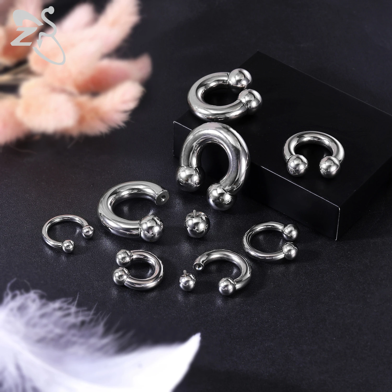 ZS 1 Stück 2/4/6/8G Edelstahl Hufeisen Nasenring Männer Innengewinde Große Gauge Piercings Ohr Expander Septum Piercing – Detail 9