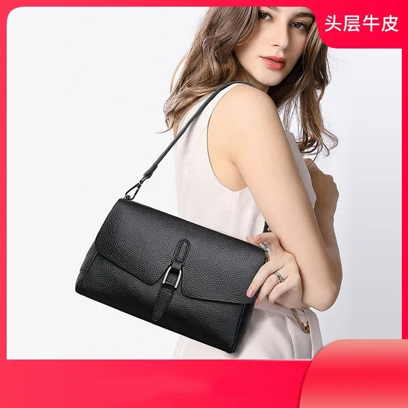 

Атмосферная классическая сумка через плечо Сумка из натуральной кожи Большая вместительная сумка через плечо из мягкой воловьей кожи под мышками на одно плечо,