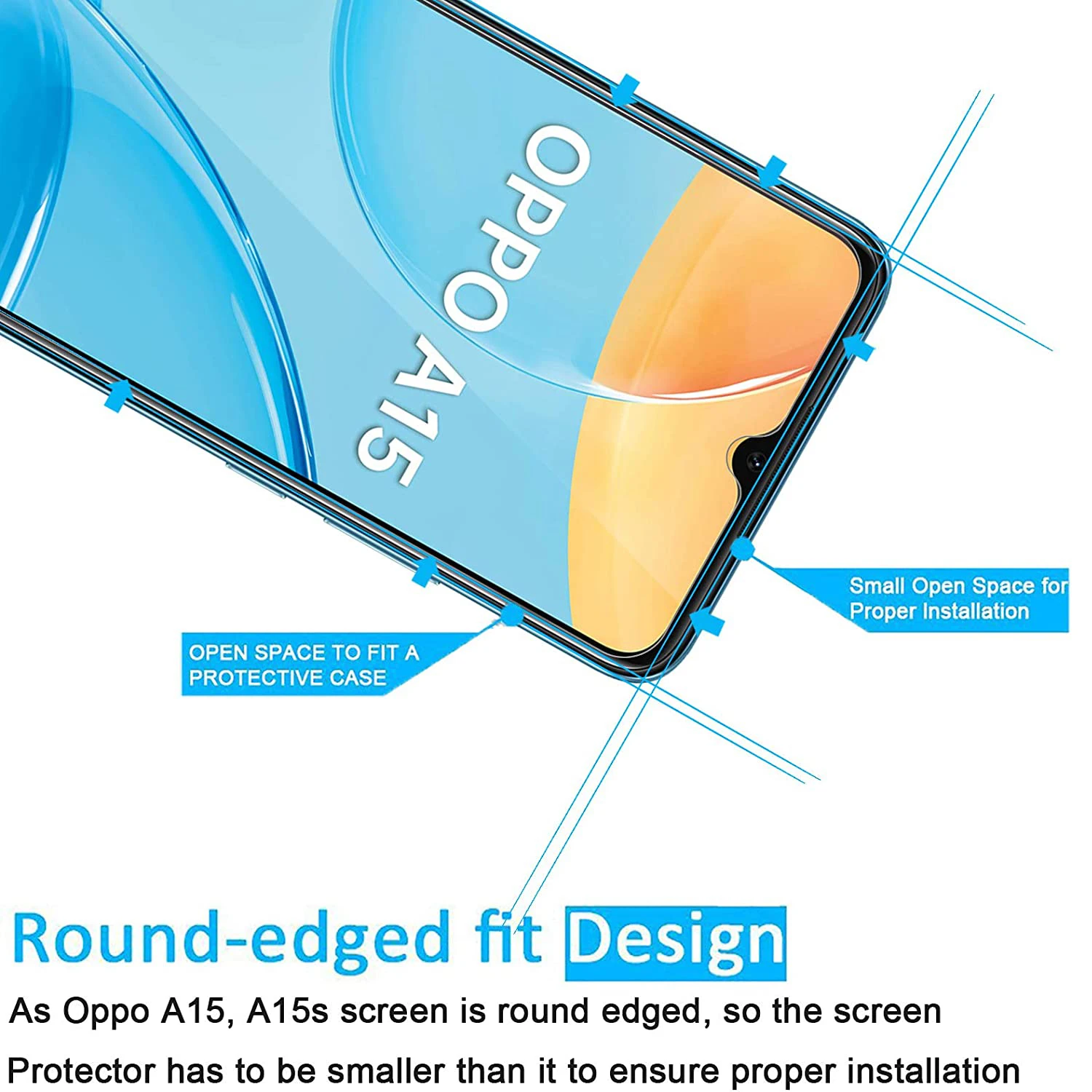 9H Screen Protector For OPPO A15 A15S 2/4Pcs HD Tempered Glass