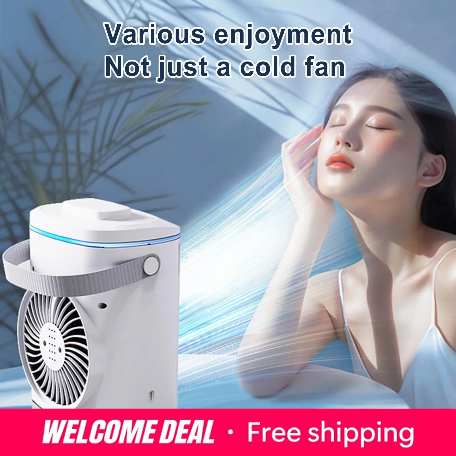 Ventilador eléctrico pequeño con caja de hielo, ventilador portátil para oficina, USB, portátil, para el hogar y el dormitorio
