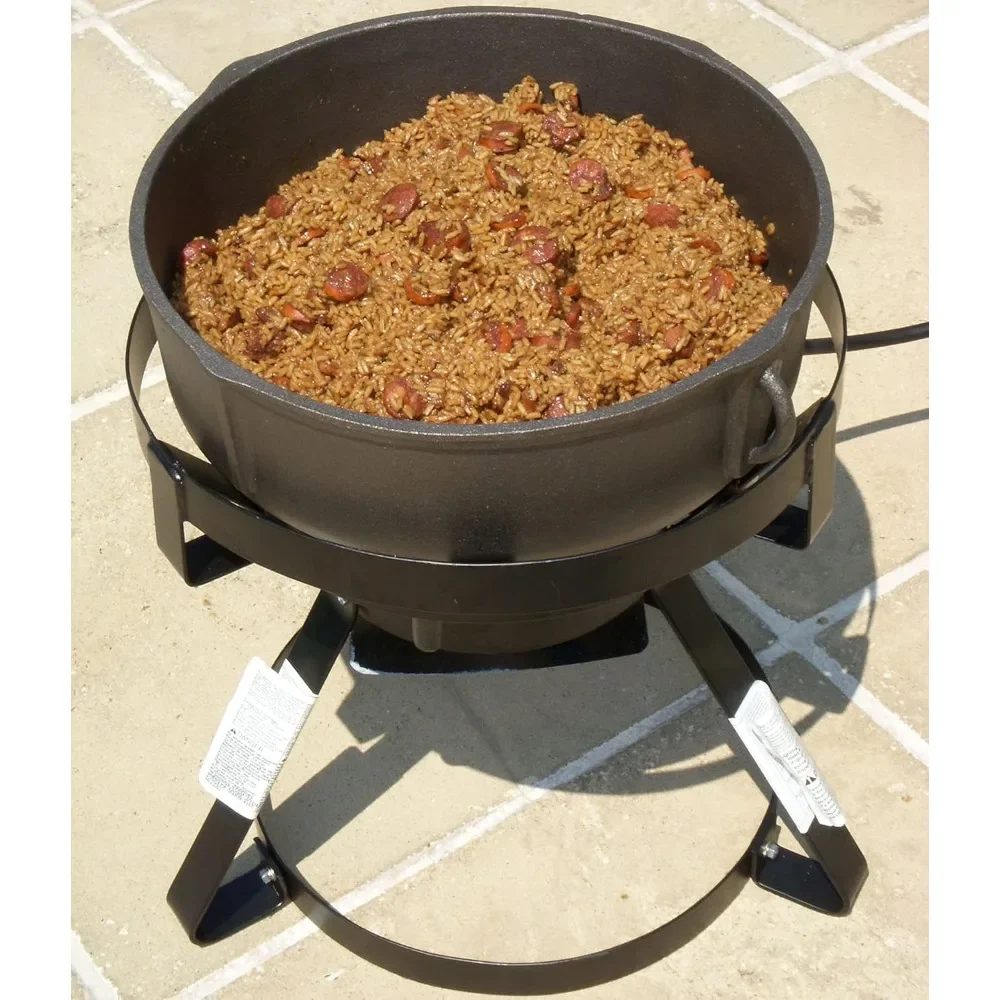 1740A طباخ جامبلايا خارجي من الحديد الزهر، أسود