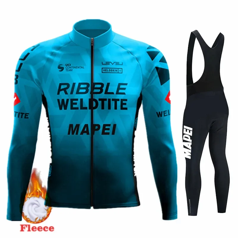 MAPEIful Pro team winter Cycling Jersey Set Bicycle Sportwear Suit MTB Uniform Road Bike Clothing Bicicleta Long Bib Pants