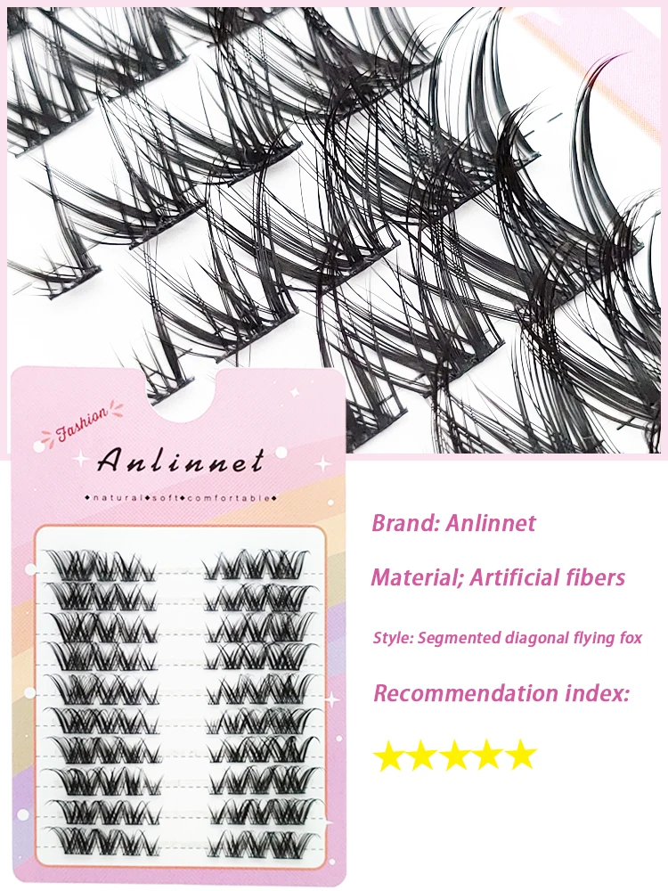 Mischen Sie 3d flauschige einzelne Cluster Wimpern verlängerung segmentierte natürliche Nerz Fuchs Augen effekt Make-up Wimpern einzelne falsche Wimpern – Detail 3