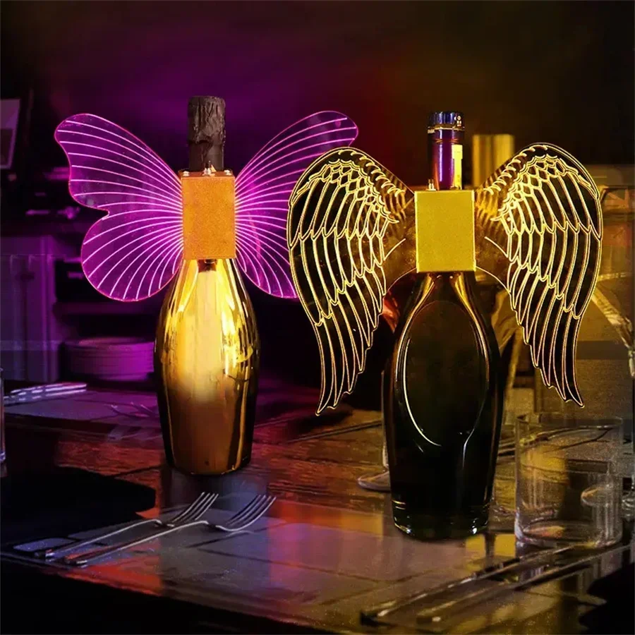 Butterfly Angle Wing Shape Acrylic LED Sparkler Light Flash Stick Champagne Bottle Head Glorifier LED Strobe Baton for Bar Decor