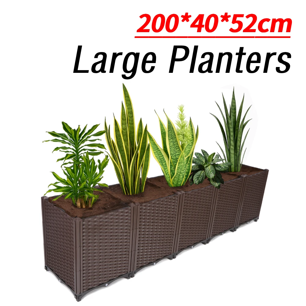 

Large Planters Elevated Garden Boxes Planter Box for Garden Patio Balcony Deck To Planting Flowers 200*40*52cm