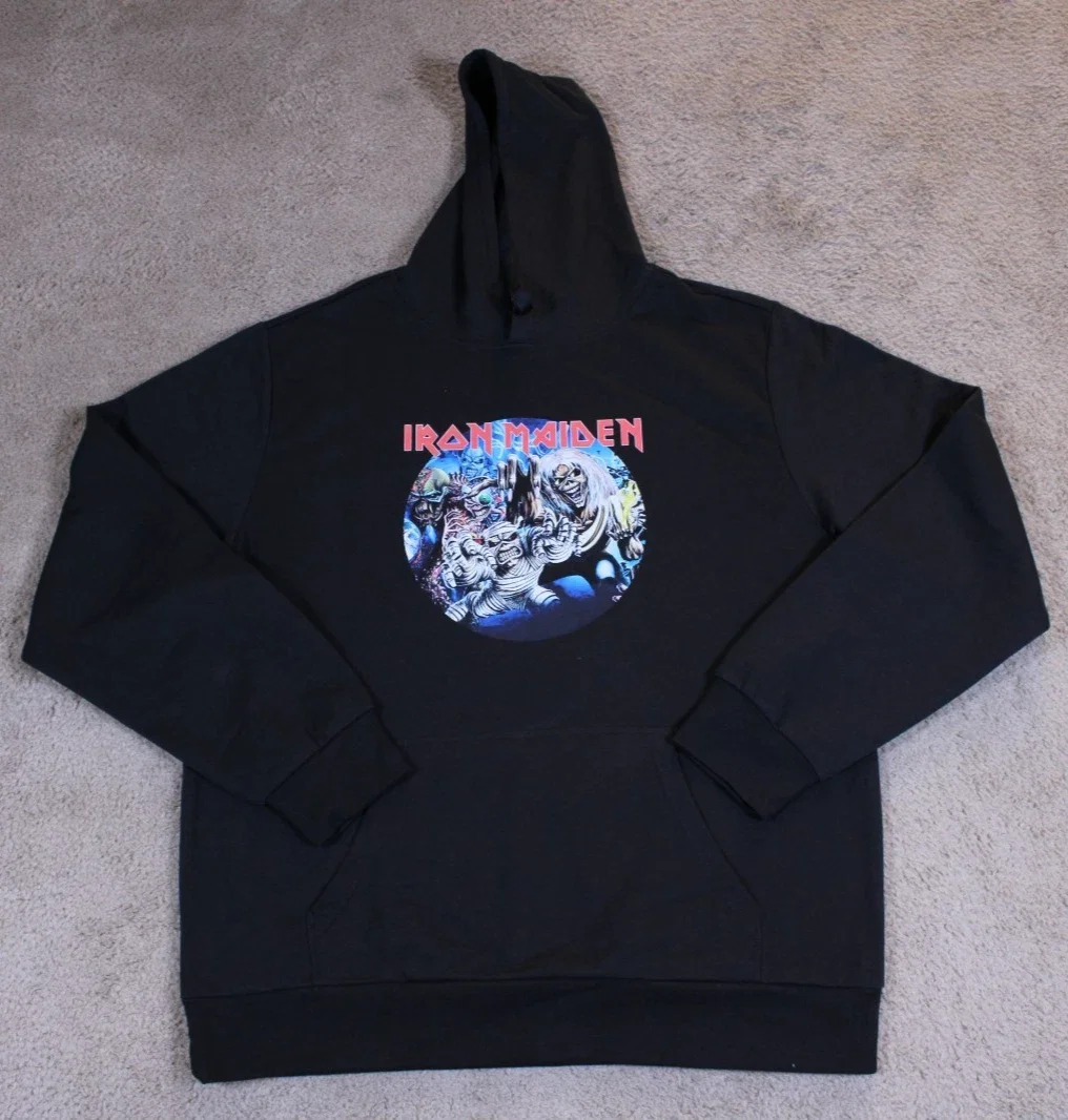 Iron Maiden Eddie Mascot Graphic Print للرجال والنساء فضفاض دافئ هوديي كاجوال للخريف والشتاء موضة فاخرة