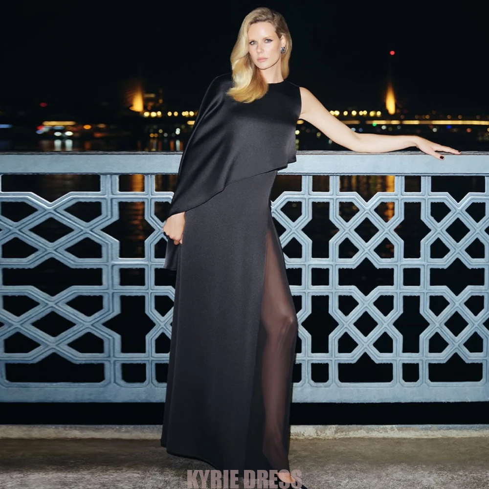 Charming Mother of The Bride Dresses Customzied One Shoulder Cape Pleated Sheer Split Wedding Guest Gowns Formal Evening Dress