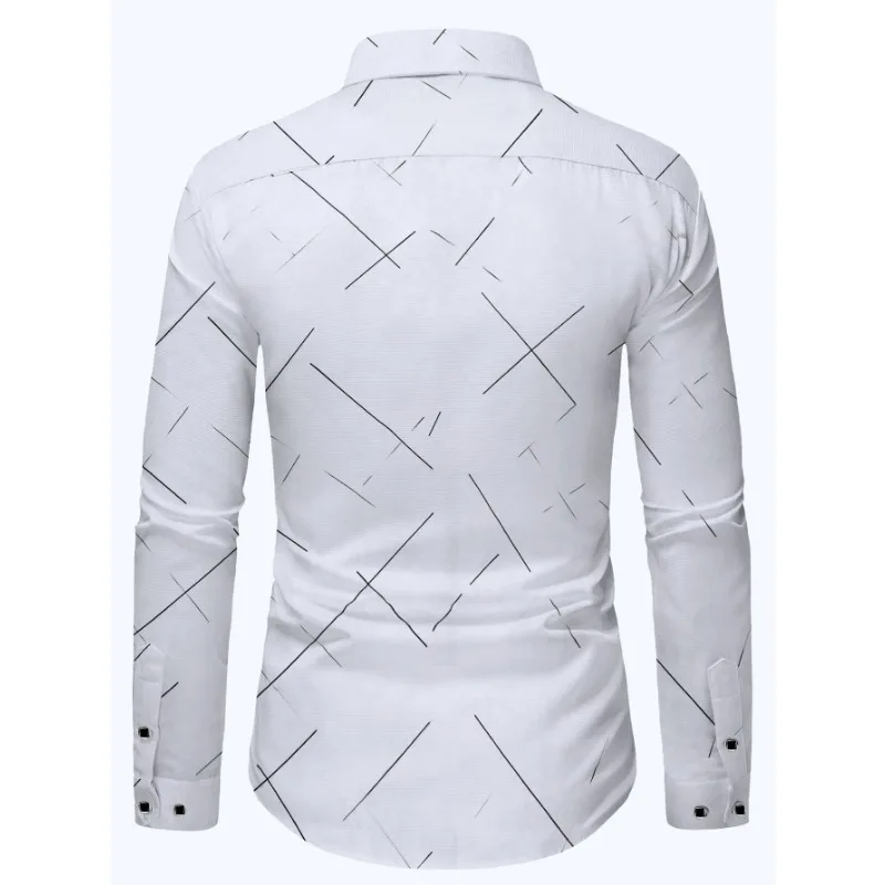 FGKKS Men's Brand New Shirt Fashion Printed Long Sleeve Casual Male White Shirt #3