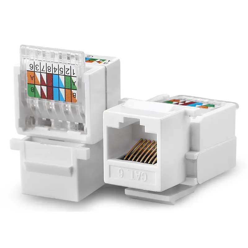 RJ45 Cat6 Cat5e UTP Keystone ตัวเมียอะแดปเตอร์สายเชื่อมต่อสัญญาณสำหรับติดผนังแผ่น wisted คู่ RJ-45เครือข่ายอินเทอร์เน็ตสาย LAN อีเธอร์เน็ต