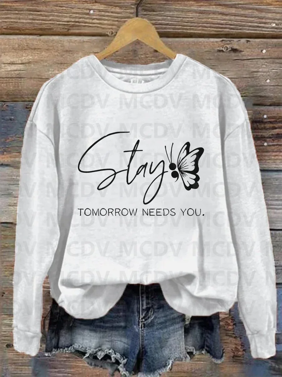 

Stay Tomorrow Need You Pattern Print Casual Sweatshirt 3D Printed Women Pullover