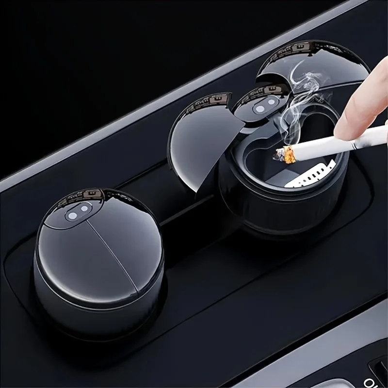 Smart Vehicle-Mounted Ashtray Infrared & Touch Sensing One-Click Open-Close Dual-Use for Car & Home Flame-Retardant Metal Liner