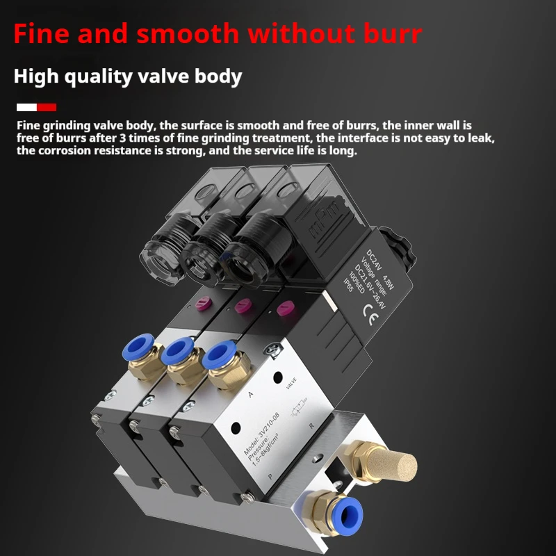 Bloque de válvula solenoide neumática de opción múltiple 3V210-08 5/6/7/8 vías con colector de Base de ajuste de silenciador 110/220V AC 12/24V DC