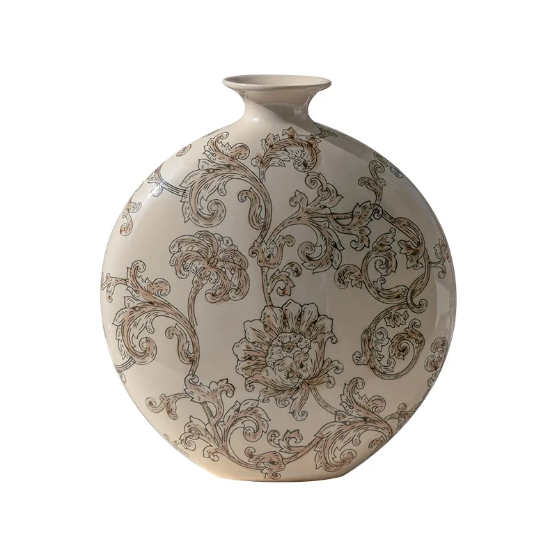 

Song Dynasty aesthetic ink blue and white porcelain Chinese light luxury vase ornament living room flower arrangement retro