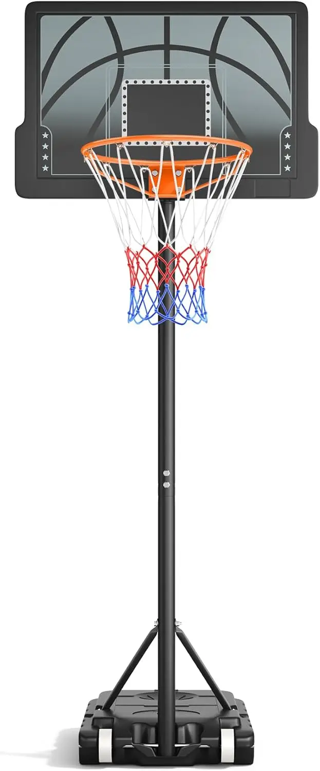 

Kids Basketball Hoop, 3.6-7 FT Adjustable Height, Portable Outdoor Indoor with 30" Backboard