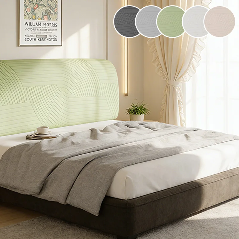 High Elastic All-inclusive Bed Headboard Cover Modern Printed Plush Velvet Dustproof Protector Universal Fit Bed Back Cover