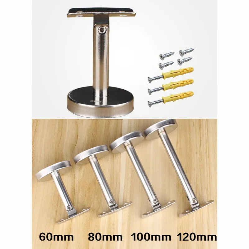 6Pcs/Lot 304 Stainless Steel Handrail Wall Floor Mount Straight Post Bracket Adjustable Flat Curve Plate with Screw Anchor