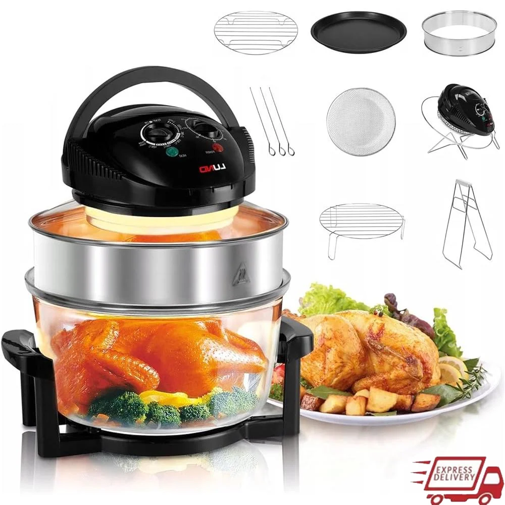 Torradeira de convecção 8 em 1, forno, fritadeira de ar, grelha, grelha a vapor, cozinha saudável, utensílios de cozinha com acessórios