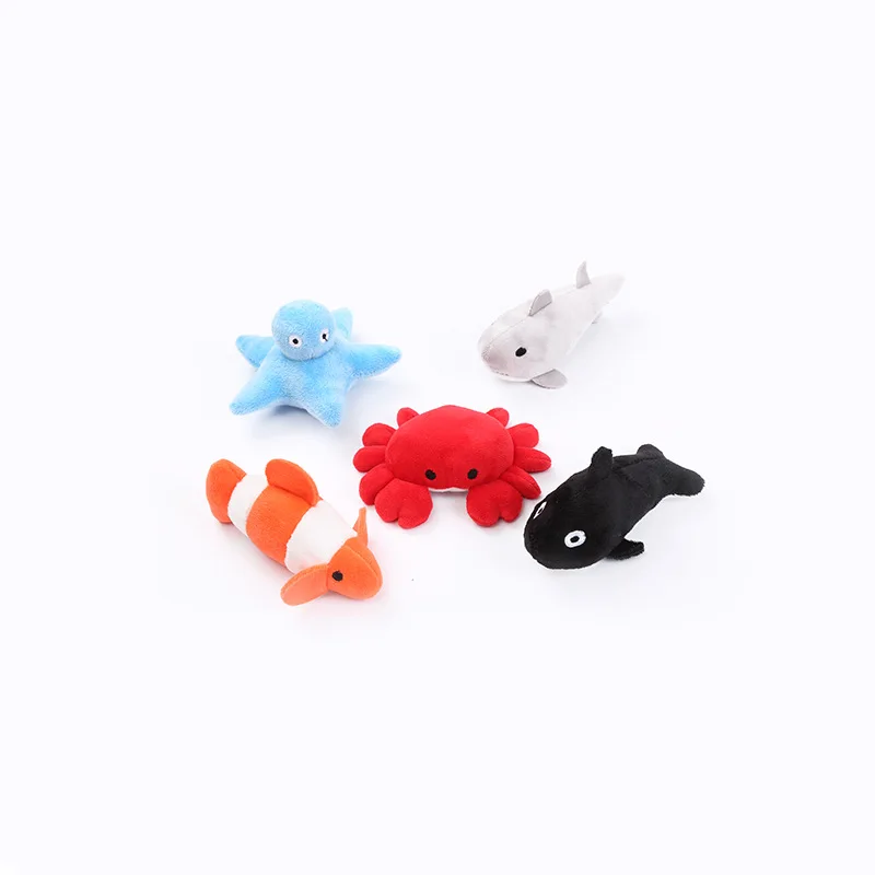 Cat Catnip Plush Toy Cartoon Marine Animal Bite-resistant Toys Interactive Plush Cat Toy Kitten Playing Chewing Pet Cat Supplies