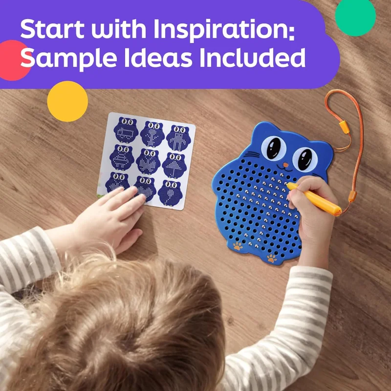 子供と幼児向けビーズとマグネットスタイラスペン付きマグネット式お絵かきボード - 飛行機と車での旅行用マグネット式おもちゃ