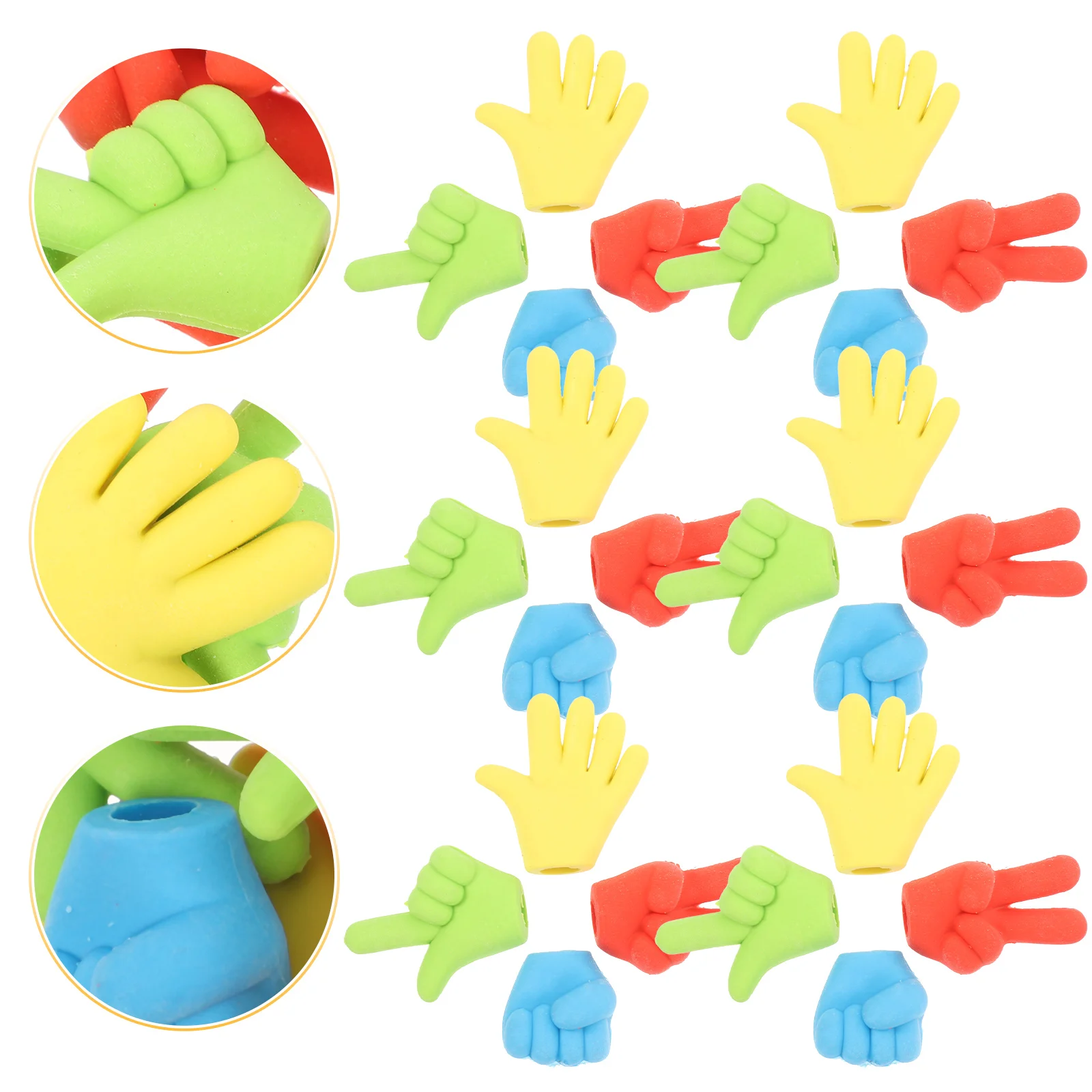 

24Pcs Finger Shaped Erasers Exquisite Craftsmanship Kindergarten Supplies Practical Stationery Pencil Topper Erasers