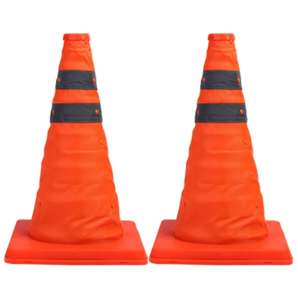 2 Pcs Road Cone Safety Multi Purpose Parking Cones Traffic Collapsible Barricade Post Reflective