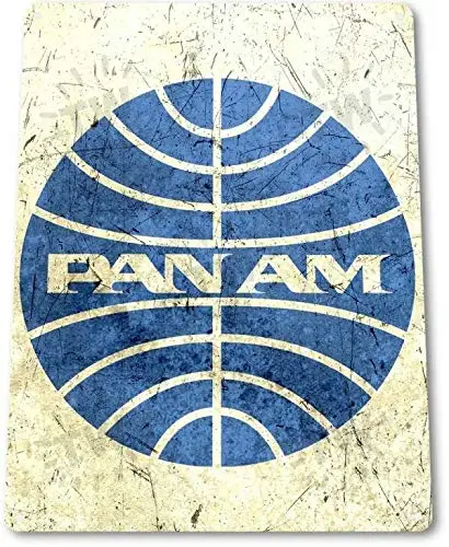 SRongmao Pan Am American Logo Jet Airplane Retro Vintage Look Wall Art Decor Metal Tin Sign 8x12in