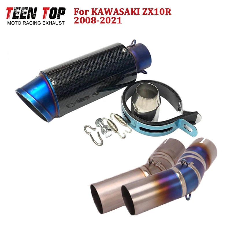 

Надеваемый выхлоп для KAWASAKI ZX-10R ZX10R, выхлопное колено 08-21, 51 мм, выхлопная труба, средняя труба из титанового сплава, глушитель из углеродного волокна