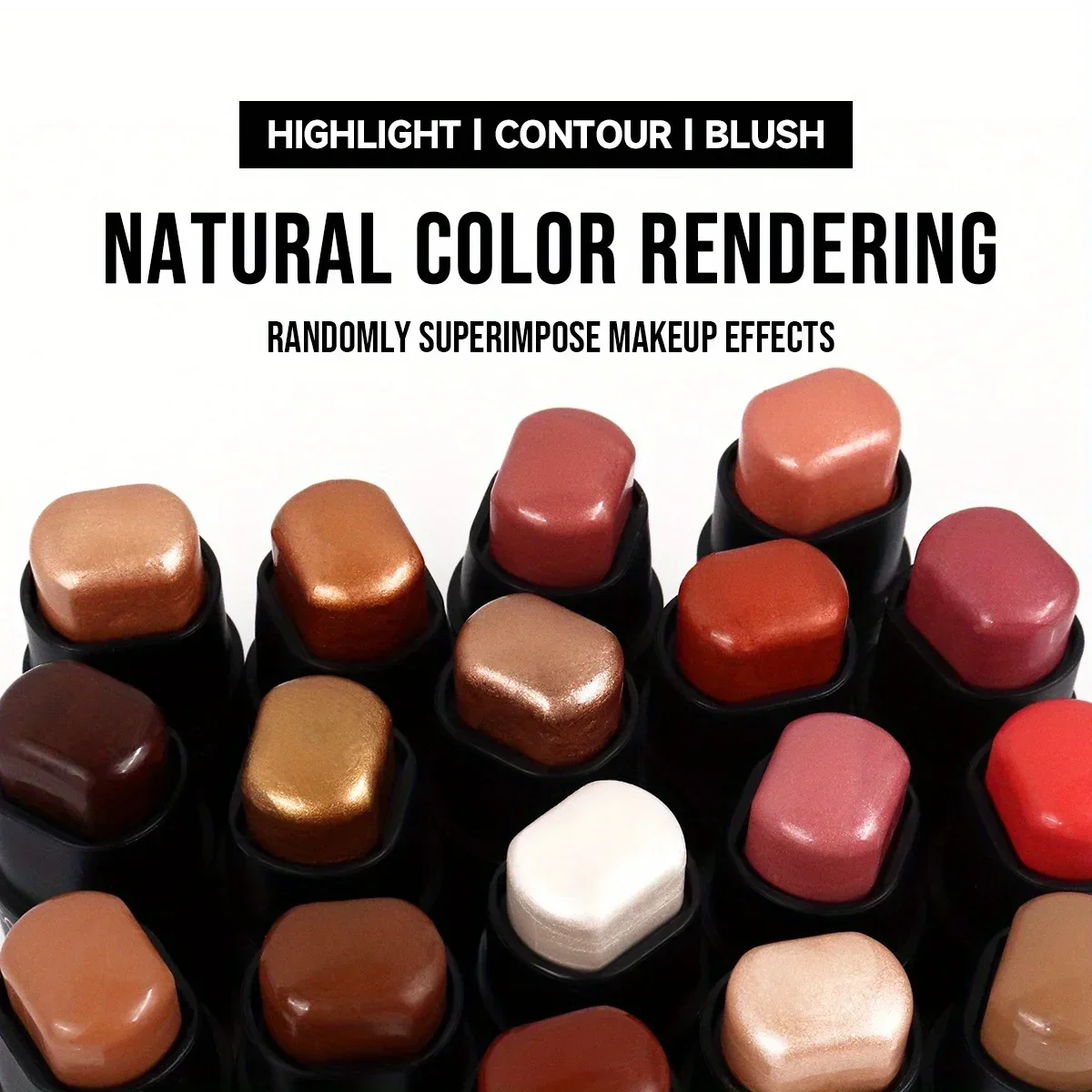 Resaltadores y resaltadores faciales 3D naturales de larga duración, colorete resistente al agua, corrector de contorno iluminador, cosméticos de maquillaje