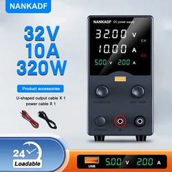 NANKADF DC Power Supply, 30V 5A 10A with High Accuracy 4-Digit LED Display, 5V/2A USB Charging Port Display, Encoder Regulator