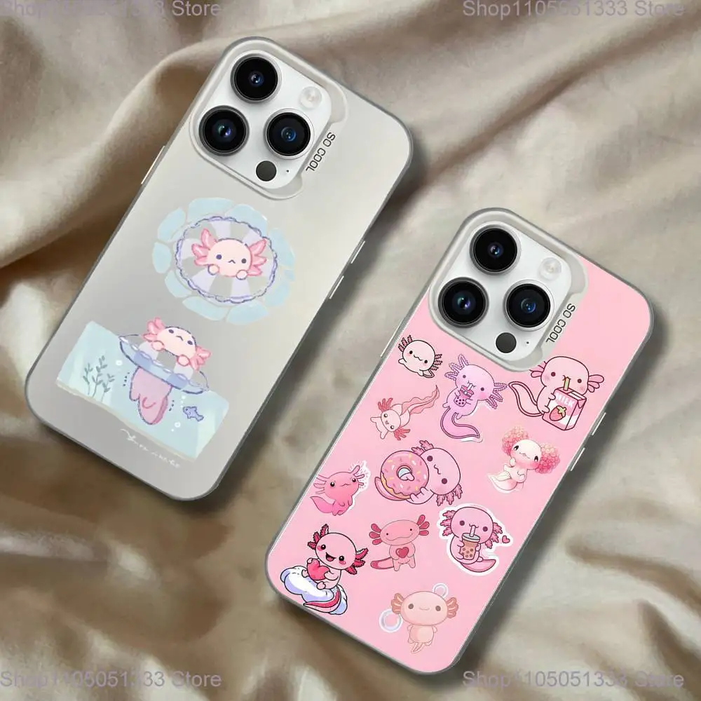 

Cute Axolotl Phone Case For iPhone 16,15,14,13,12,11,Pro,XS,Max,Plus,Mini,SE White Candy Matte Shockproof Cover