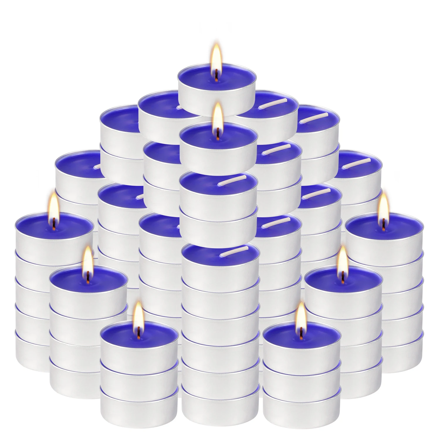 100- Set of 4-hour blue wind chime style small tea wax scented candle ​