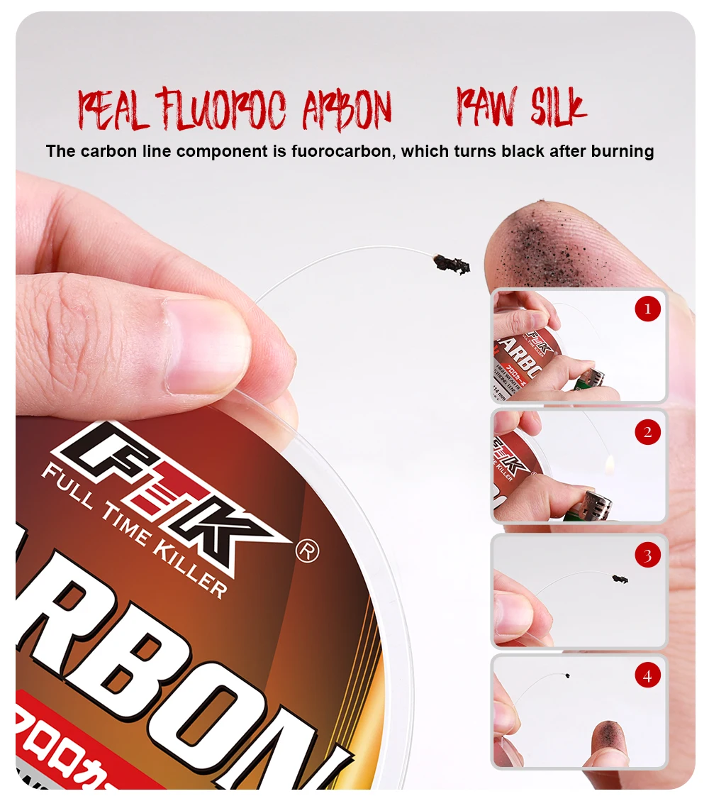FTK 100 m 100 % Fluorkohlenstoff-Angelschnur, japanische importierte Kohlefaserschnur, 2,27–11,36 kg, sinkende Monofilament-Schnur, Meeresangeln – Detail 2