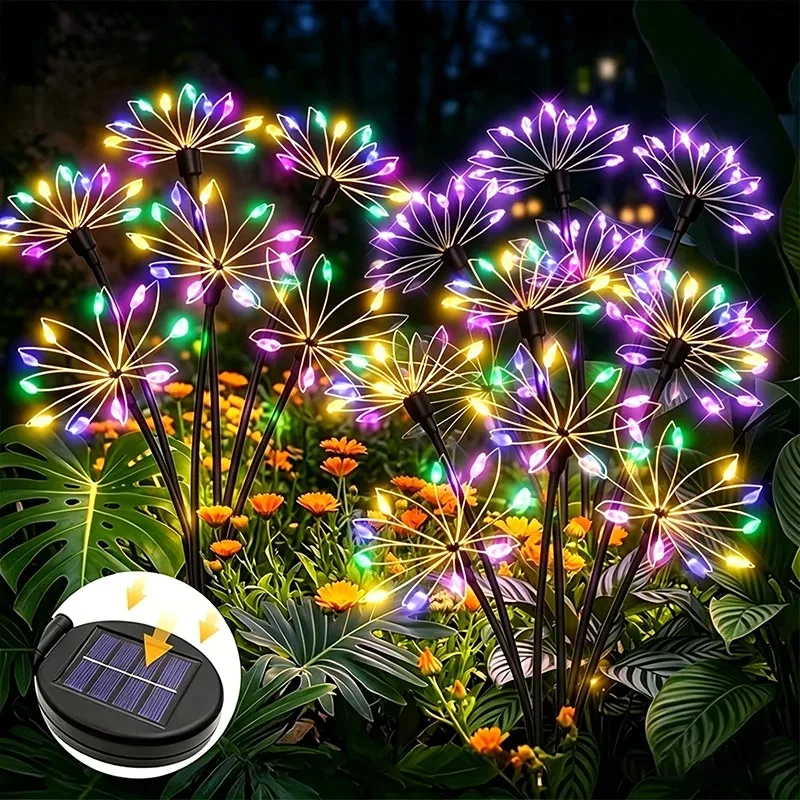Solar Firework Sway Lights, Waterproof Outdoor Flower Lamp, Warm Decorative Garden Lighting for Patio Yard Lawn view 4