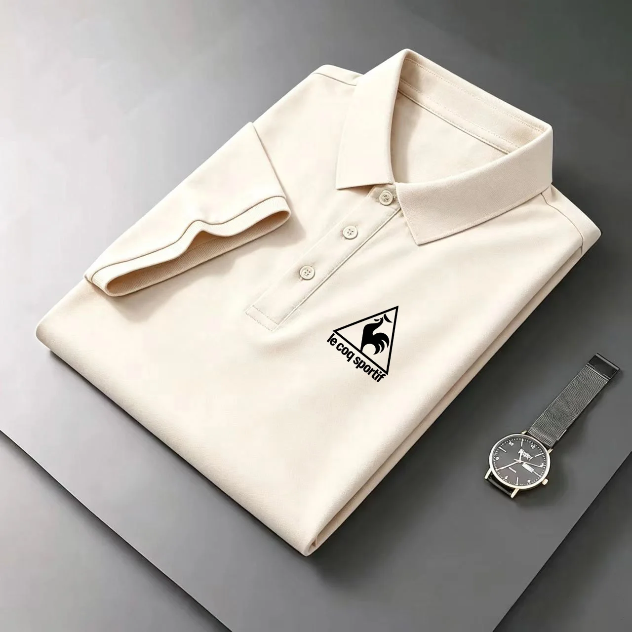 Sommer Herren Einfarbiges Poloshirt Kurzarm Revers-Knopf-T-Shirts für Männer Lässige Streetwear Leichte Jogging-Oberteile – Detail 8