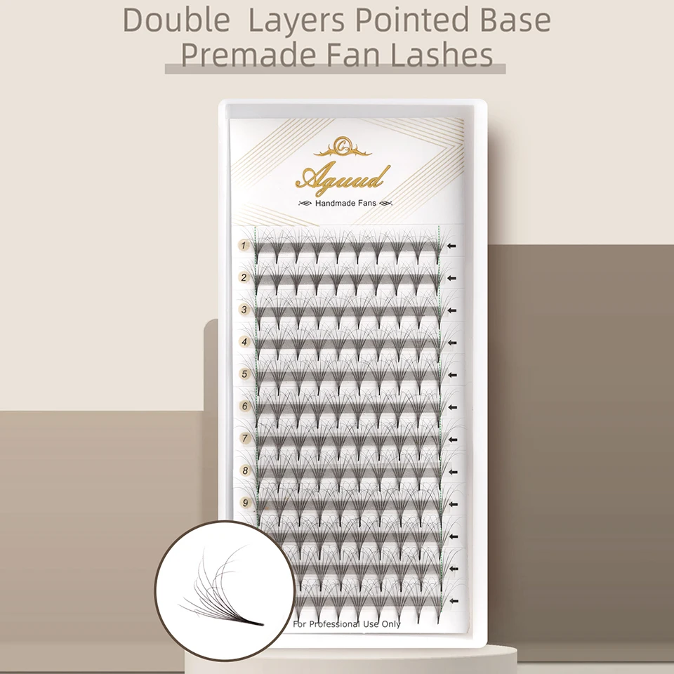 

AGUUD Double Layers Premade Volume Fluffer Fans Eyelashes Double Layers Eyelashes Thin Pointy Base Premade Fans Lashes Extension