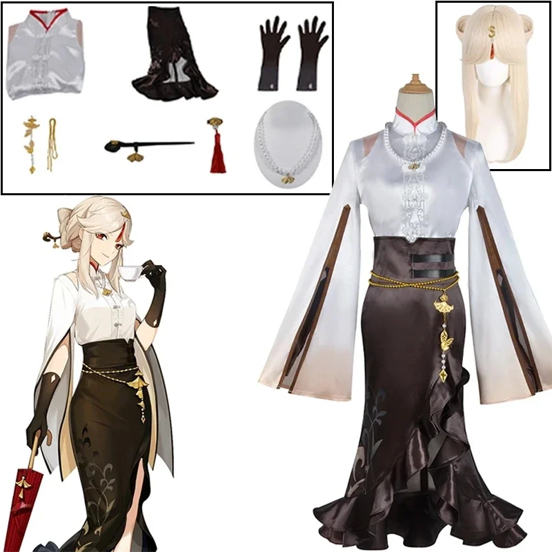 Anime Genshin Impact Ningguangcosplay Kostuum Prachtige Jurk Uniform Rollenspel Kostuum Halloween Dameskleding