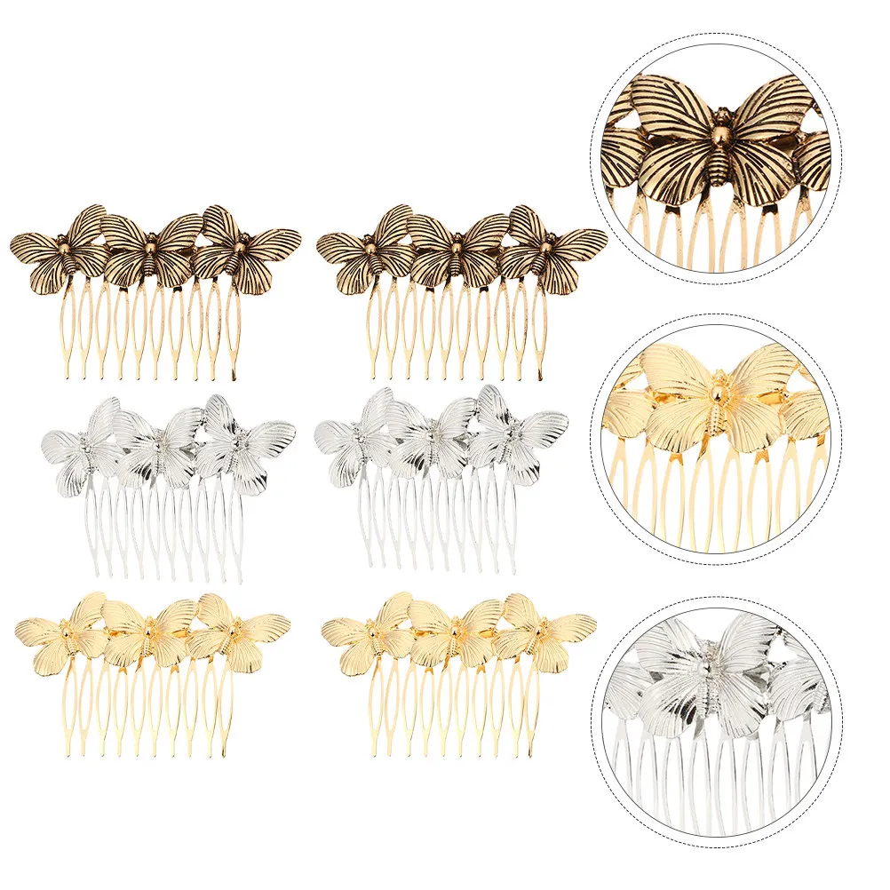 

6Pcs Vintage Butterflies Hair Comb Elegant Wedding Headpiece for Bride Long Or Short Hair Stylish Party Dance Anniversary Gift