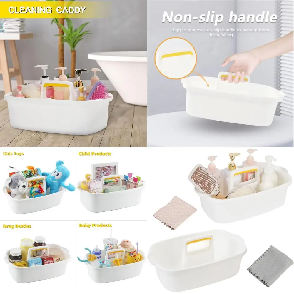 

Portable Plastic Shower Caddy Organizer with Handle, 2-Pack Bath Tote, Bathroom Cleaning Supply Holder with 2 Packs of Wipes